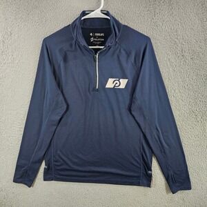 Fourlaps x Peloton Mens Navy Blue 1/4 Zip Pullover Thumbhole Active Top Size S